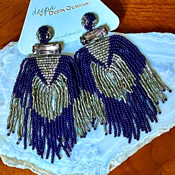 Deepa Gurnani Jewelry - 🌺🎉HP🎉🌺 NWT Deepa Gurnani Beaded Fringe Chandeliers